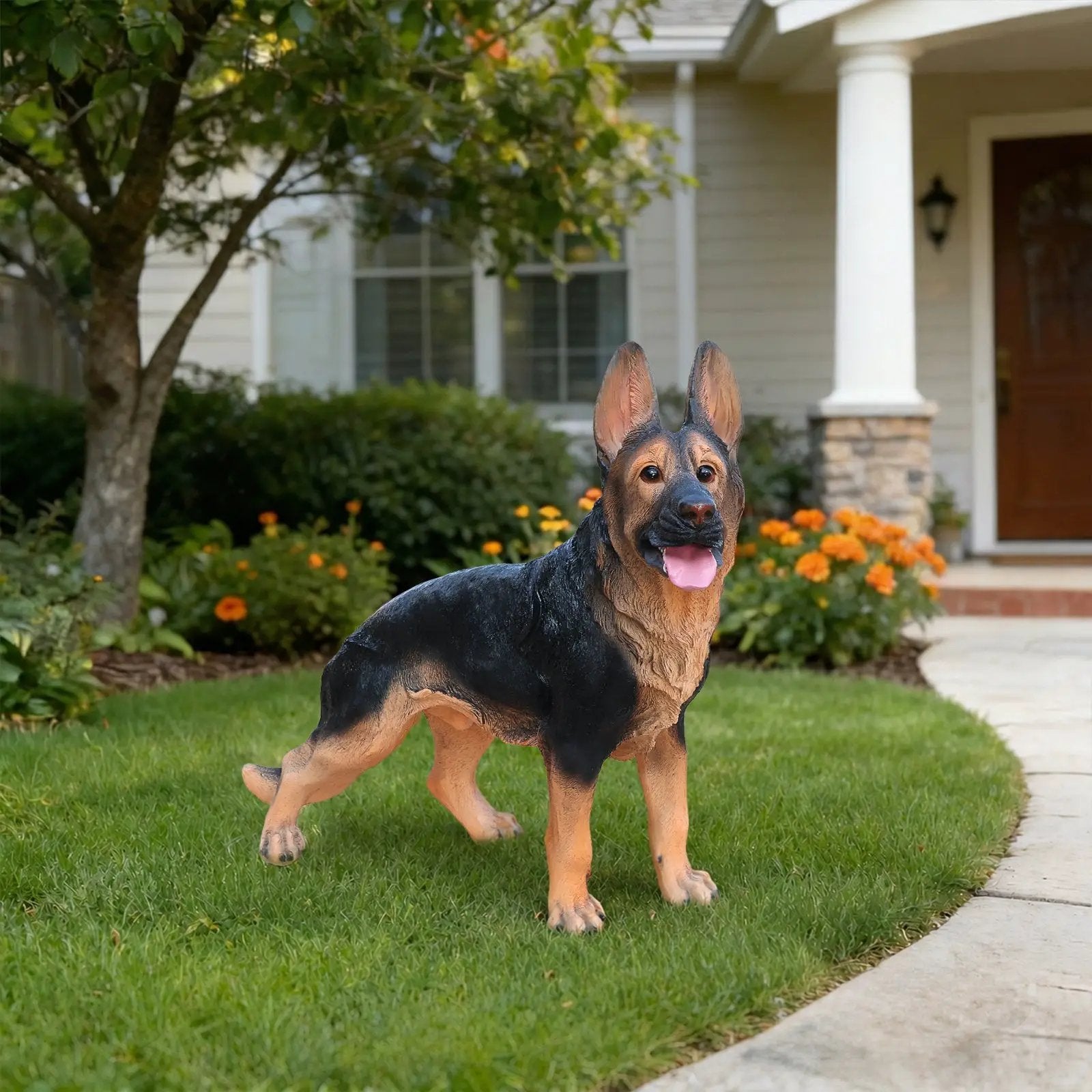 Outdoor German Shepherd Dog Statue Greeter Garden Decor by HouseOfZazla