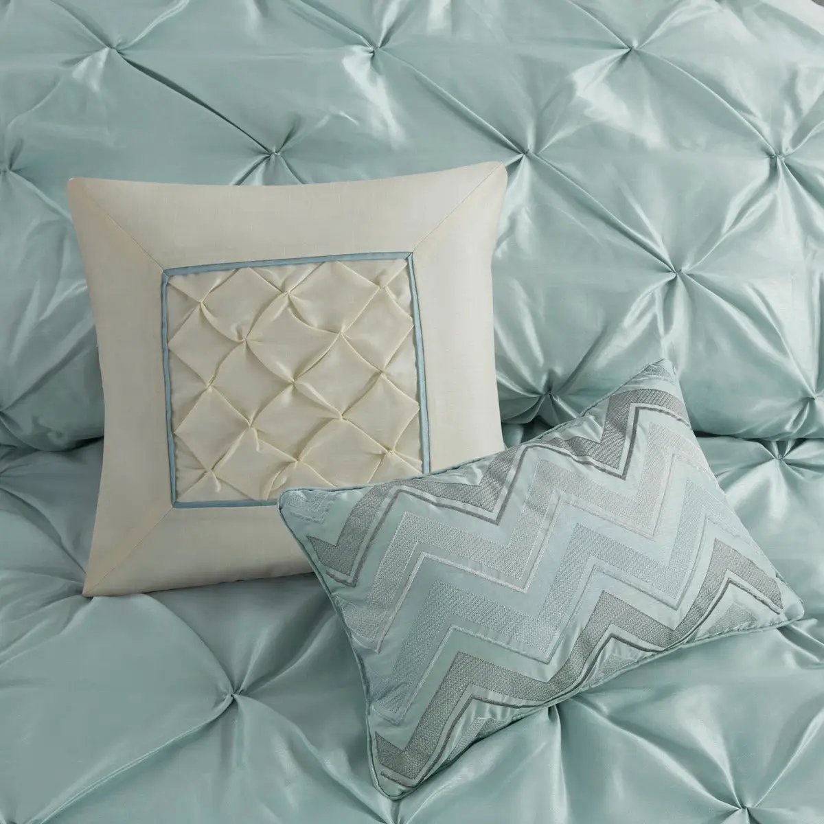 7 Piece Tufted Comforter Set Seafoam California King by HouseOfZazla