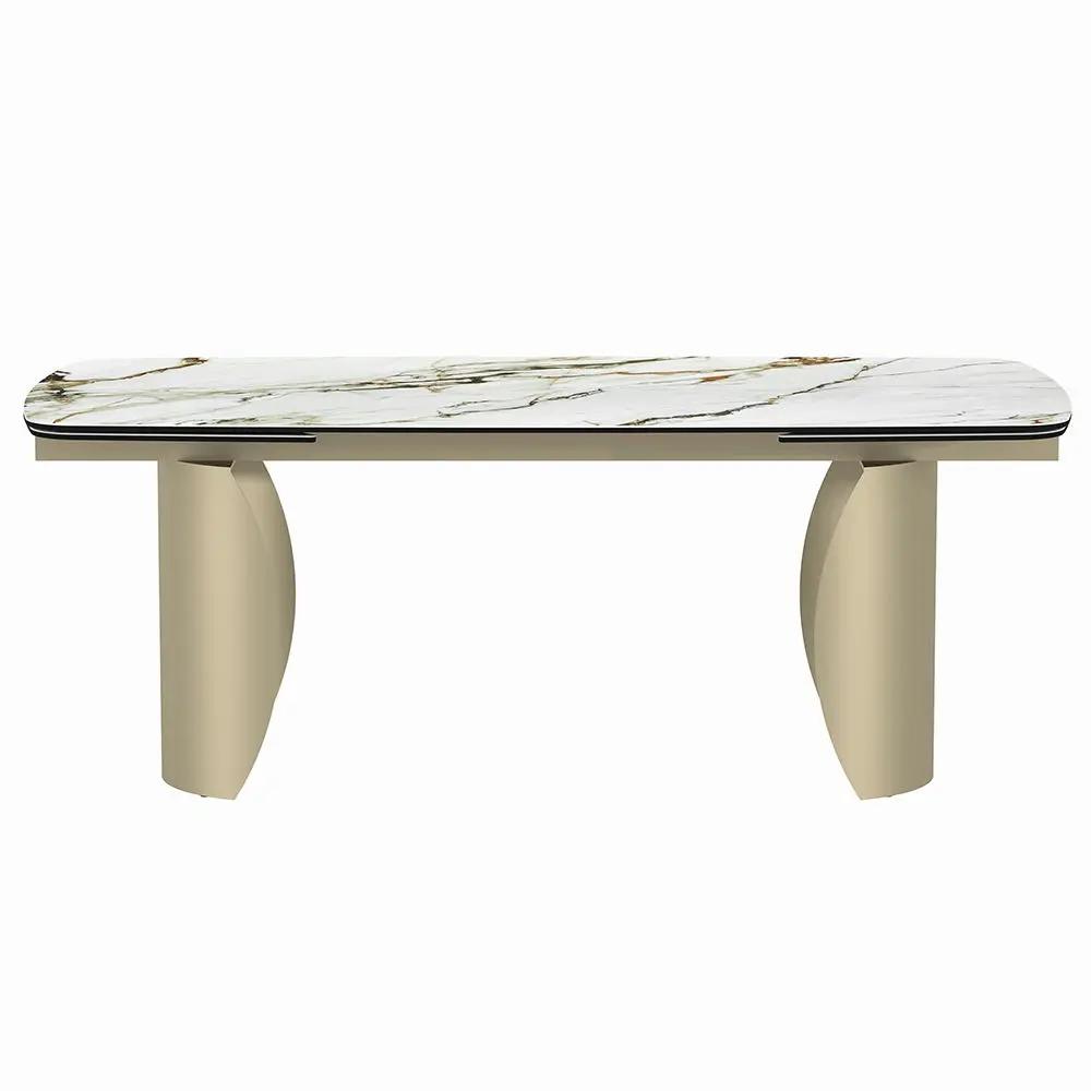Cora - Dining Table - Ceramic Top & Golden Champange by Unique Piece Furniture