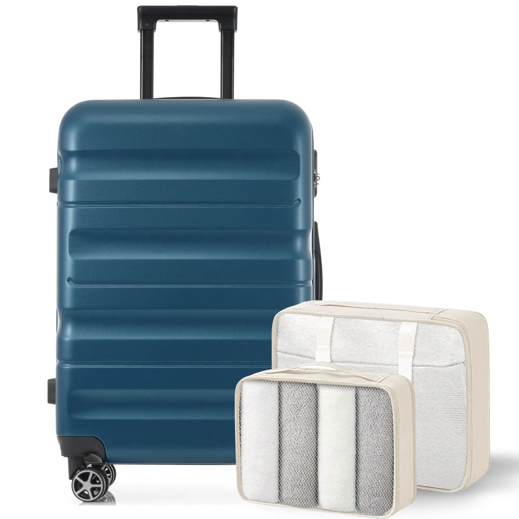 Hardshell ABS Luggage Set 24-Inch Spinner Suitcase with 2 Packing Cubes by HouseOfZazla