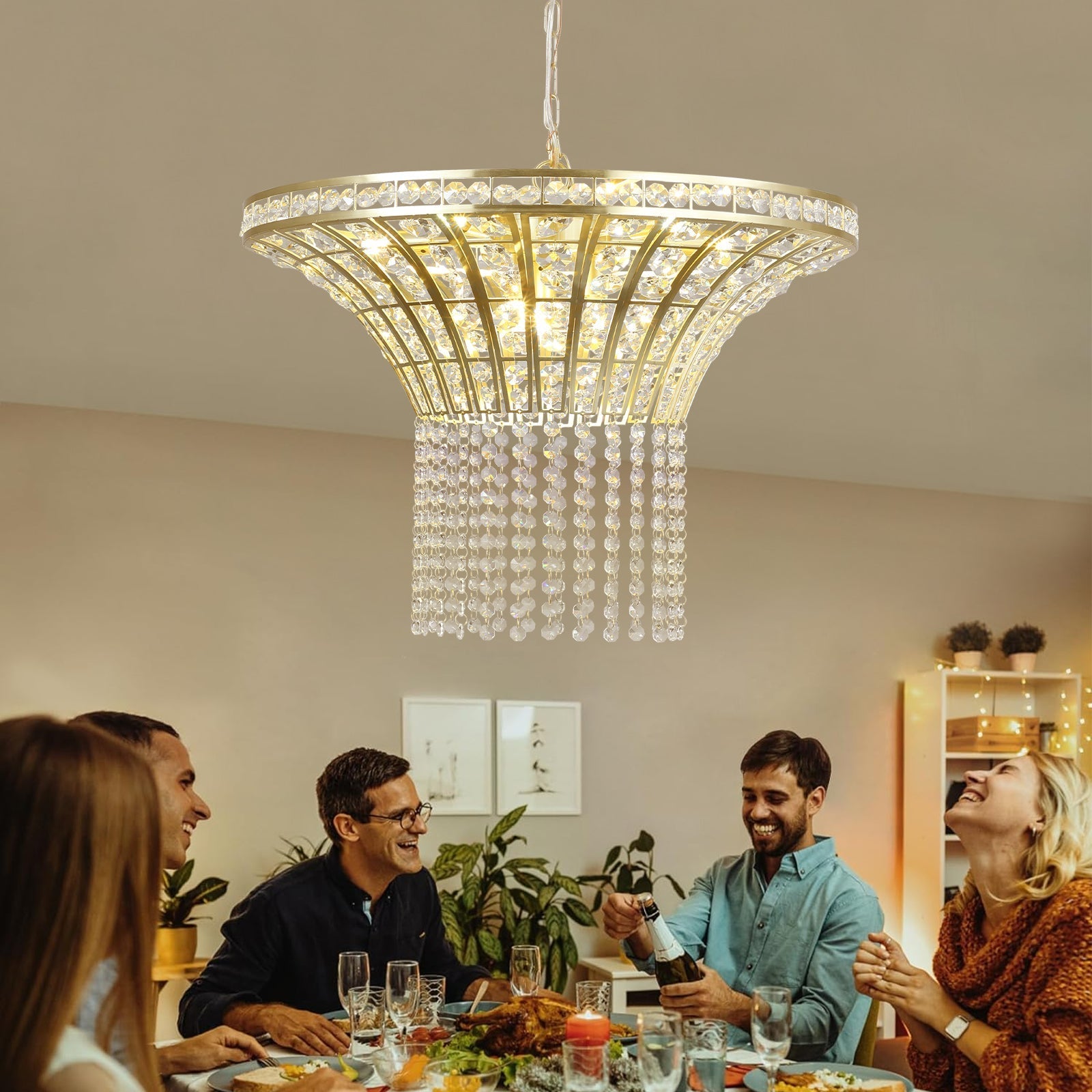 8-Light 23.6' Wide Crystal Waterfall Chandelier by HouseOfZazla