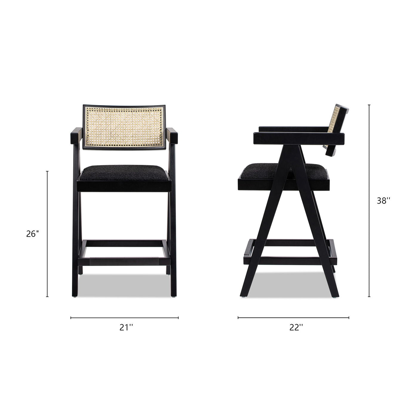 Milan - Modern Webbing Back Stool With Arms (Set of 3) by HouseOfZazla