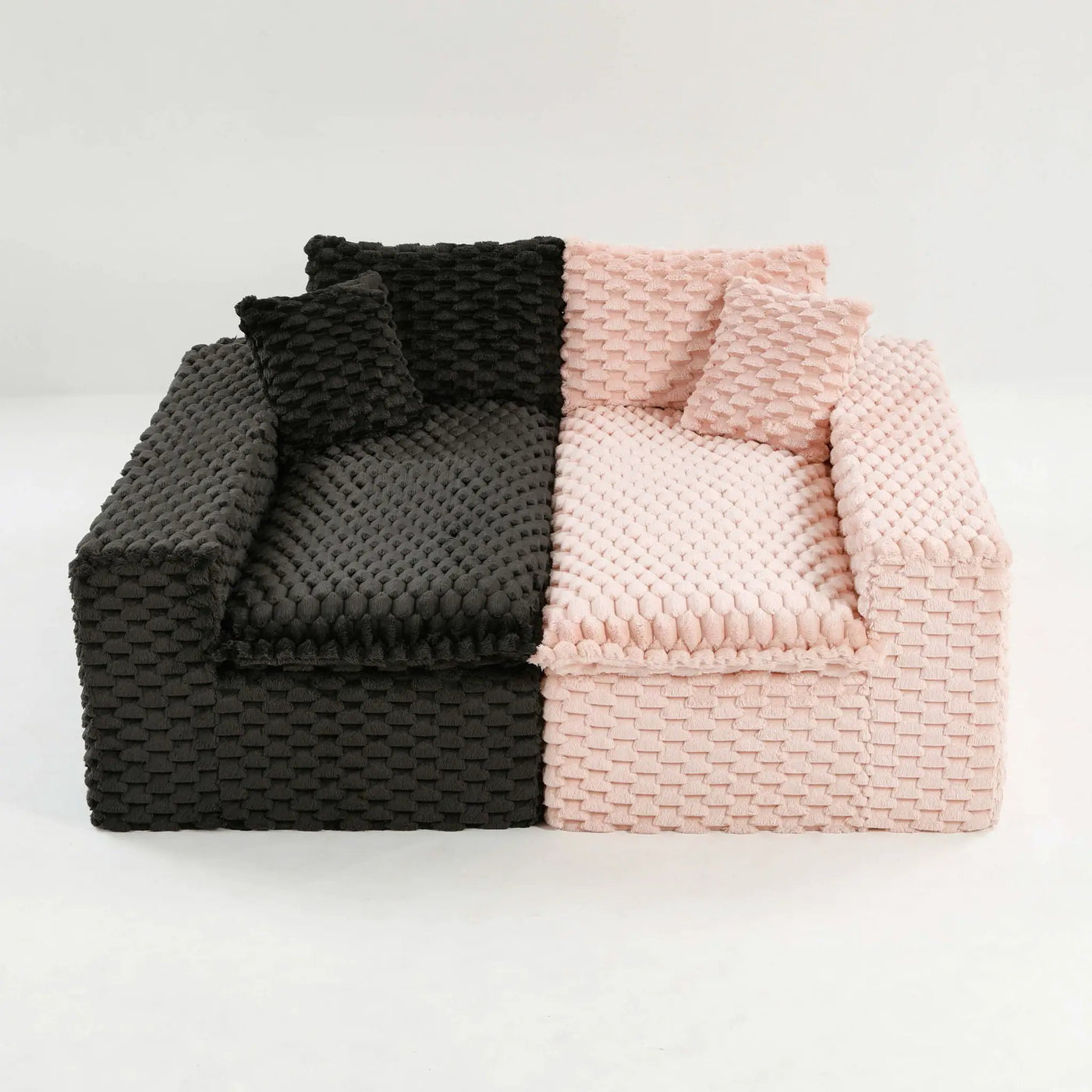 Multifunctional Sofa Pink Black, Fits 4 People by HouseOfZazla