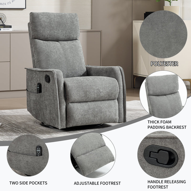 Heat Massage Manual Recliner Chair with Rocker and Swivel by HouseOfZazla