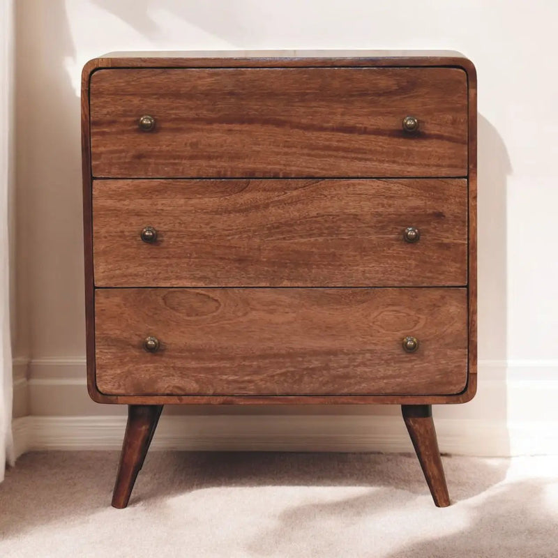 Solid Wood Curved Honey Dresser by HouseOfZazla