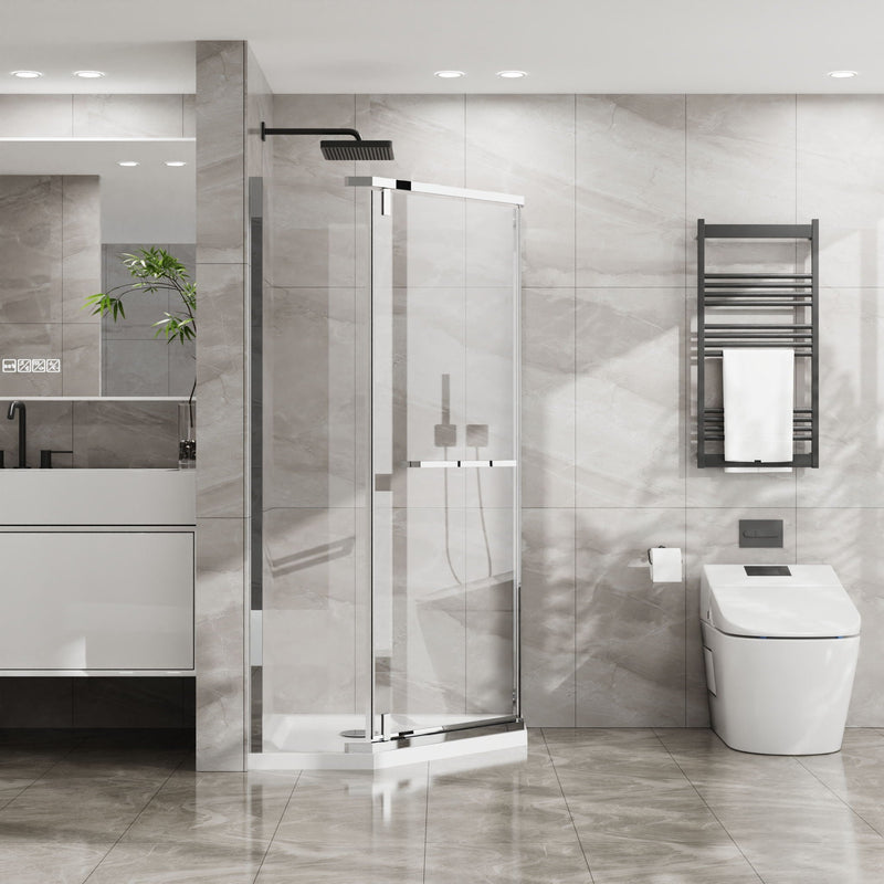Durable Hardware Neo Angle Frameless Shower Door With Acrylic Base Combo by HouseOfZazla