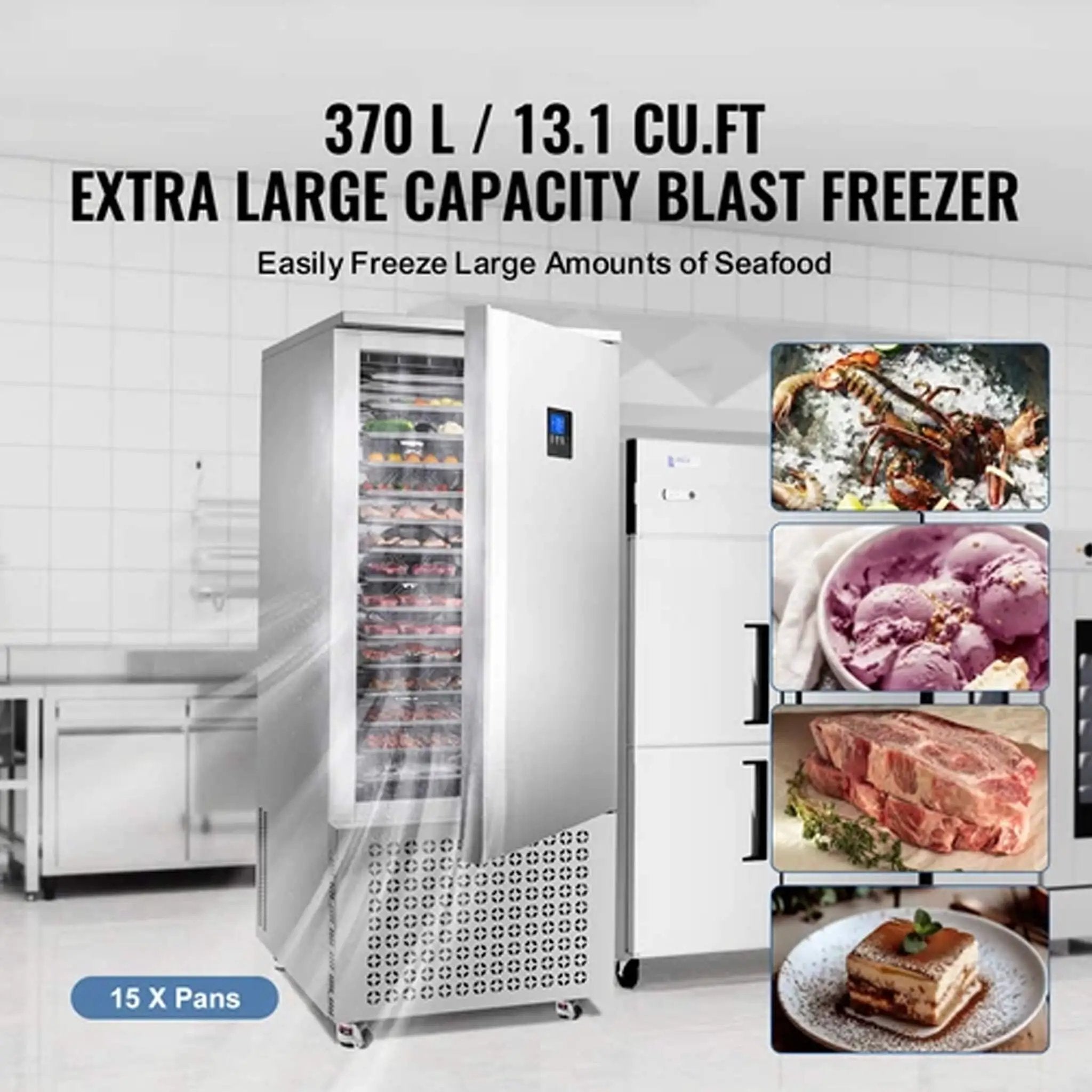 370L Commercial Freestanding Blast Freezer With 15 Trays For Chilling Seafood & Gelato (SAK98170) by SAKSBY WHOLESALE