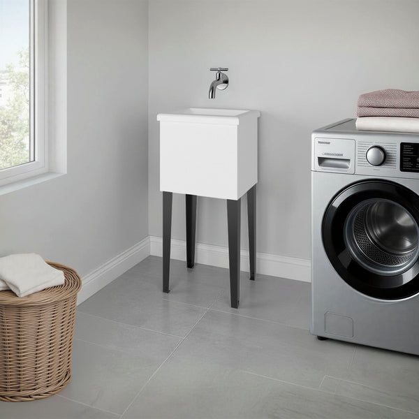 Katy Compact Utility Sink with Metal Legs for Laundry Room