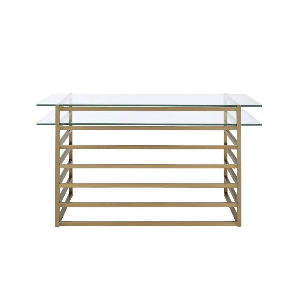Shona - Writing Desk - Clear Glass Top & Antique Gold by Unique Piece Furniture