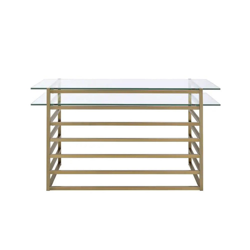 Shona - Writing Desk - Clear Glass Top & Antique Gold by Unique Piece Furniture