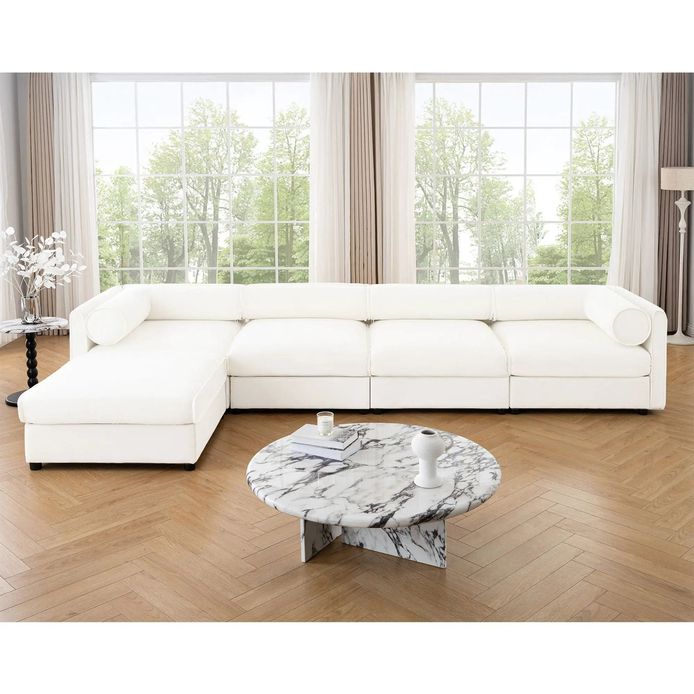 Contemporary Elegant Sofa With Storage And Ottoman by Unique Piece Furniture
