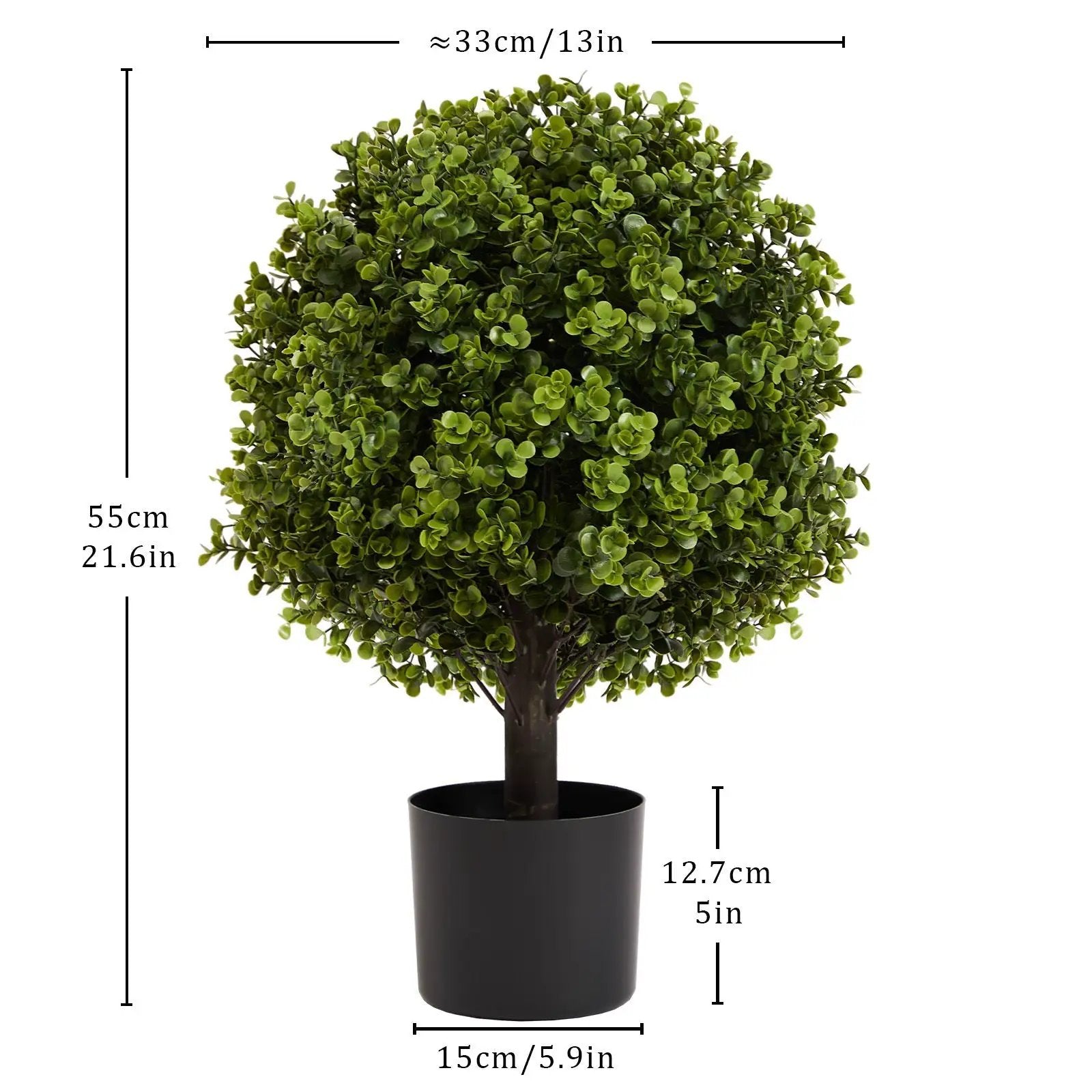 22in Boxwood Ball Shaped Artificial Topiary Shrubs Tree in Pot - Set of 2 by HouseOfZazla