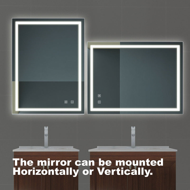 Bathroom Vanity Rectangle Mirror With Front Lighting, Anti Fog, Dimmable, Smart Memory Function by HouseOfZazla
