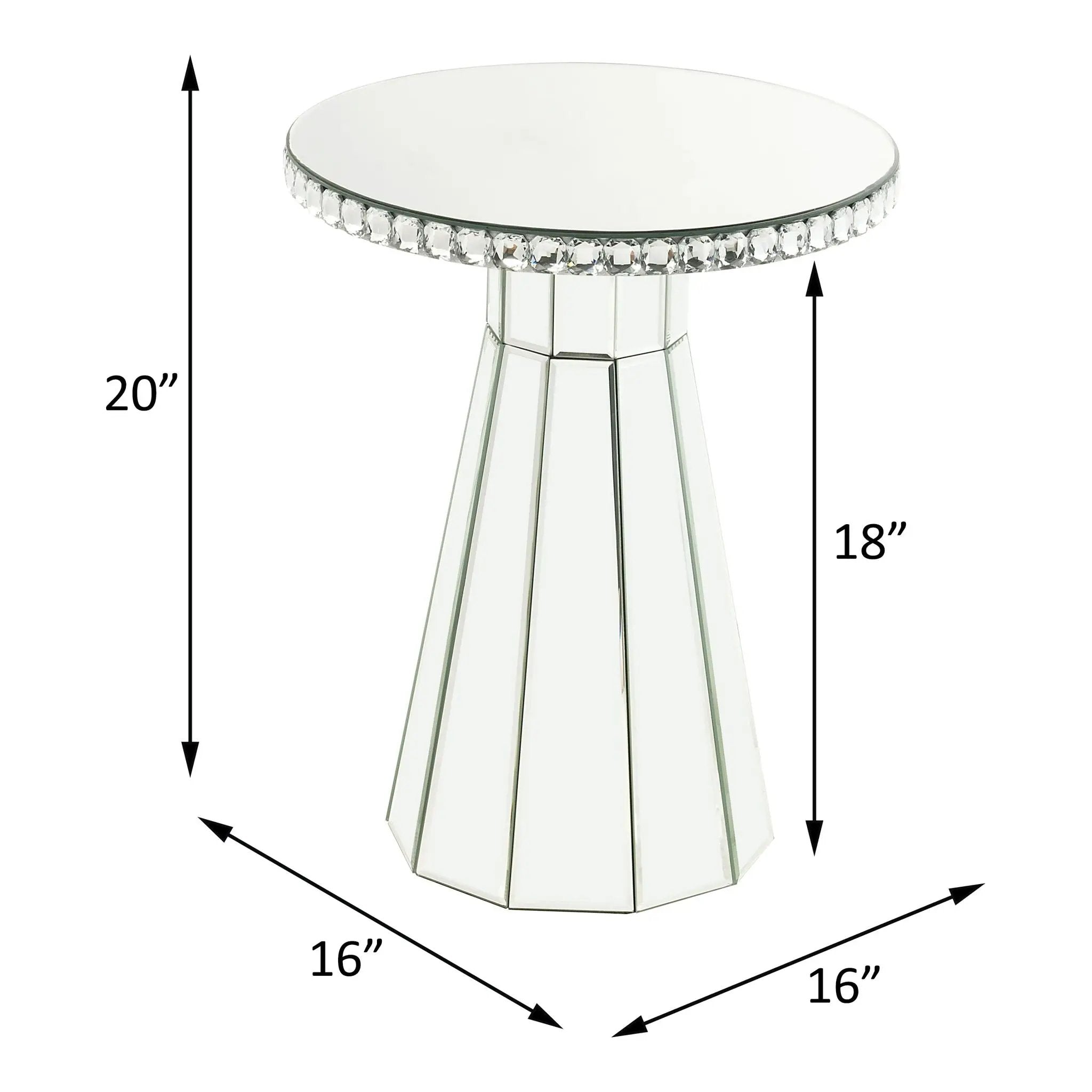 Lotus - 20" Accent Table - Mirrored, Faux Ice Cube Crystals by Unique Piece Furniture