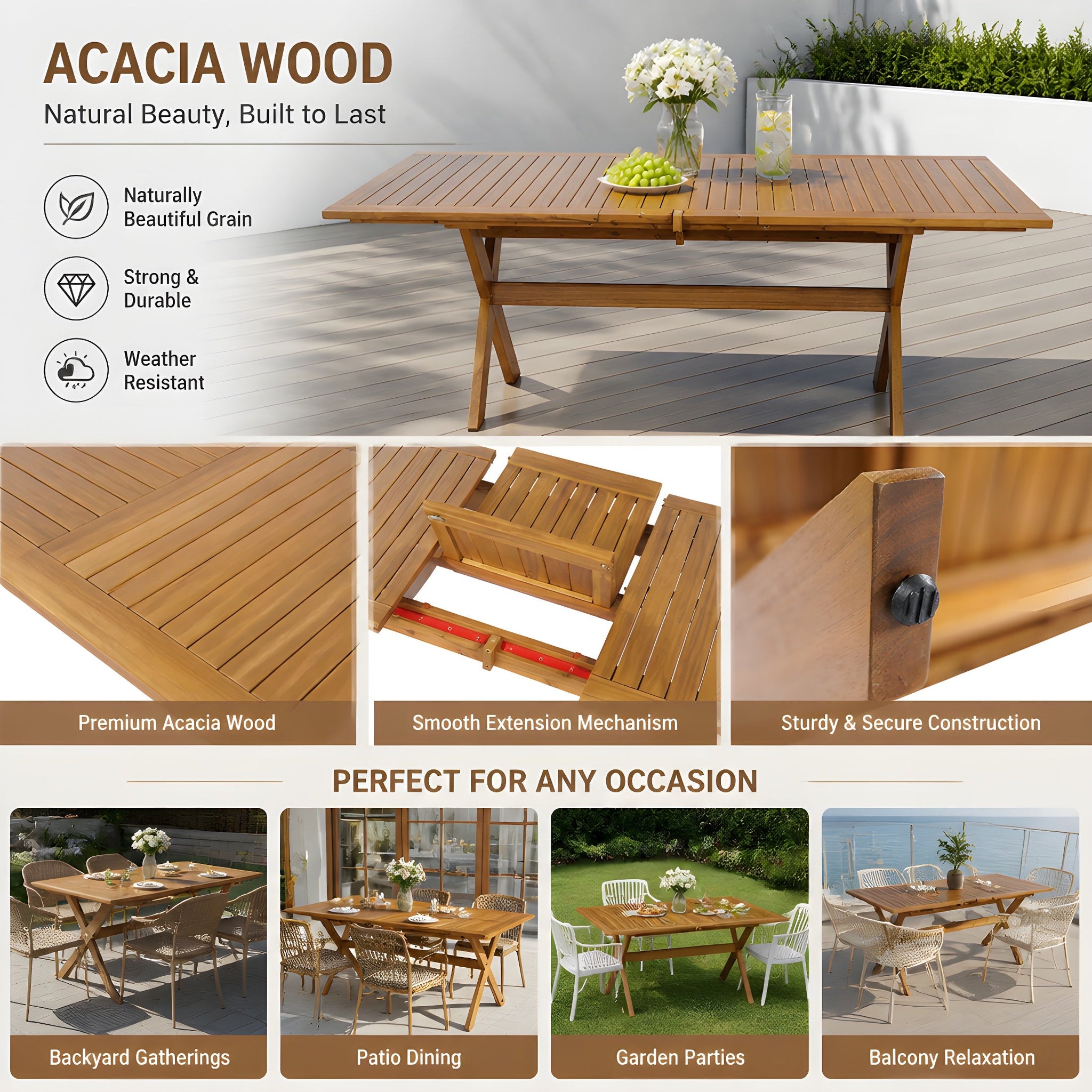 7 Pieces Acacia Wood Outdoor Dining Set by HouseOfZazla