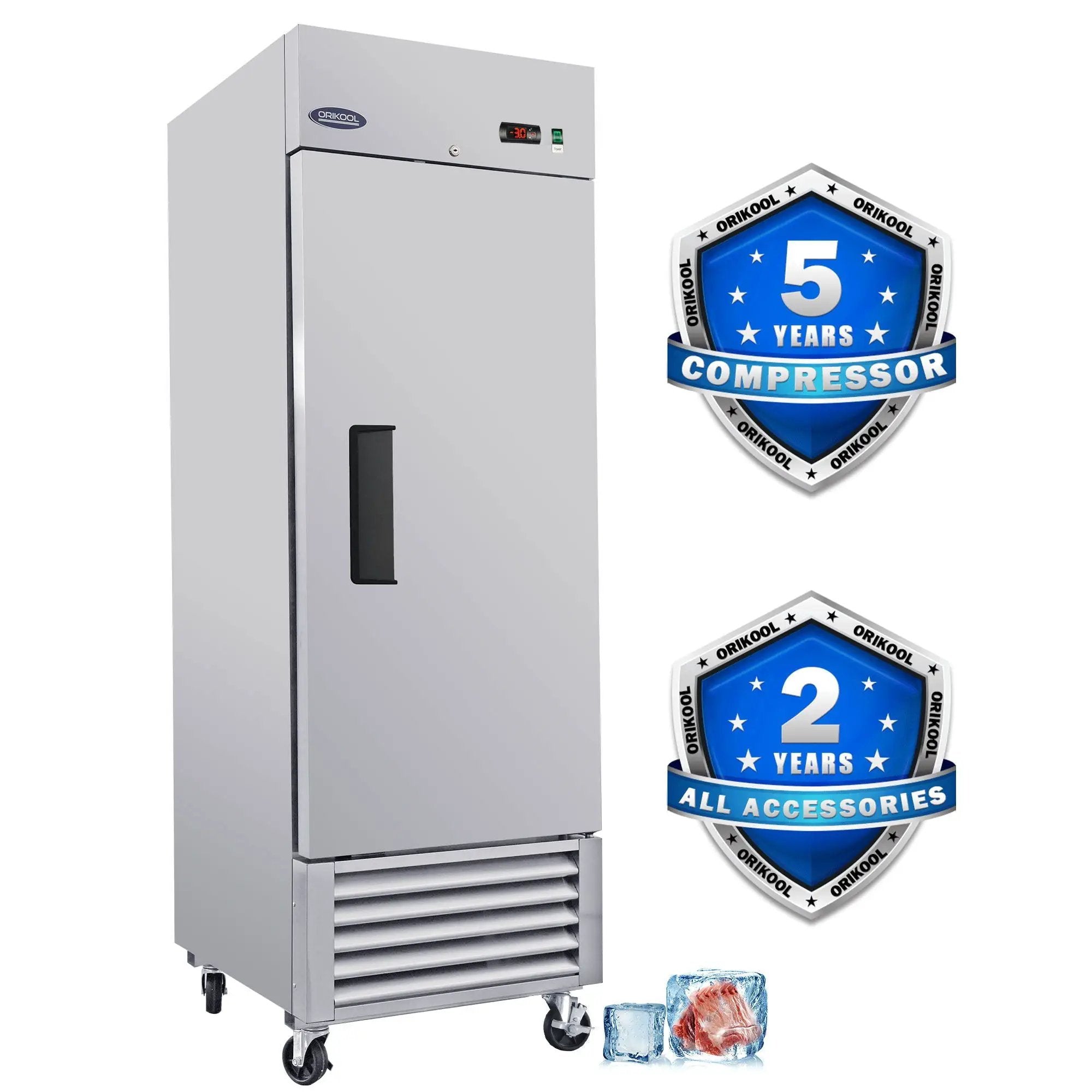 Commercial Freezer 23 Cu.Ft With 1 Solid Door Reach-In Freezers Stainless Steel Etl Approved Upright Freeze Storage - Silver by HouseOfZazla