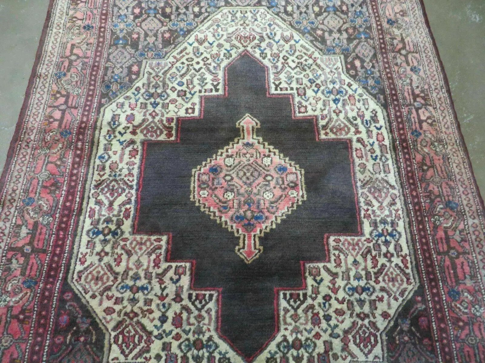 4' X 5' Antique Handmade India Floral Oriental Wool Rug Brown Vegetable Dyes by Jewel Rugs