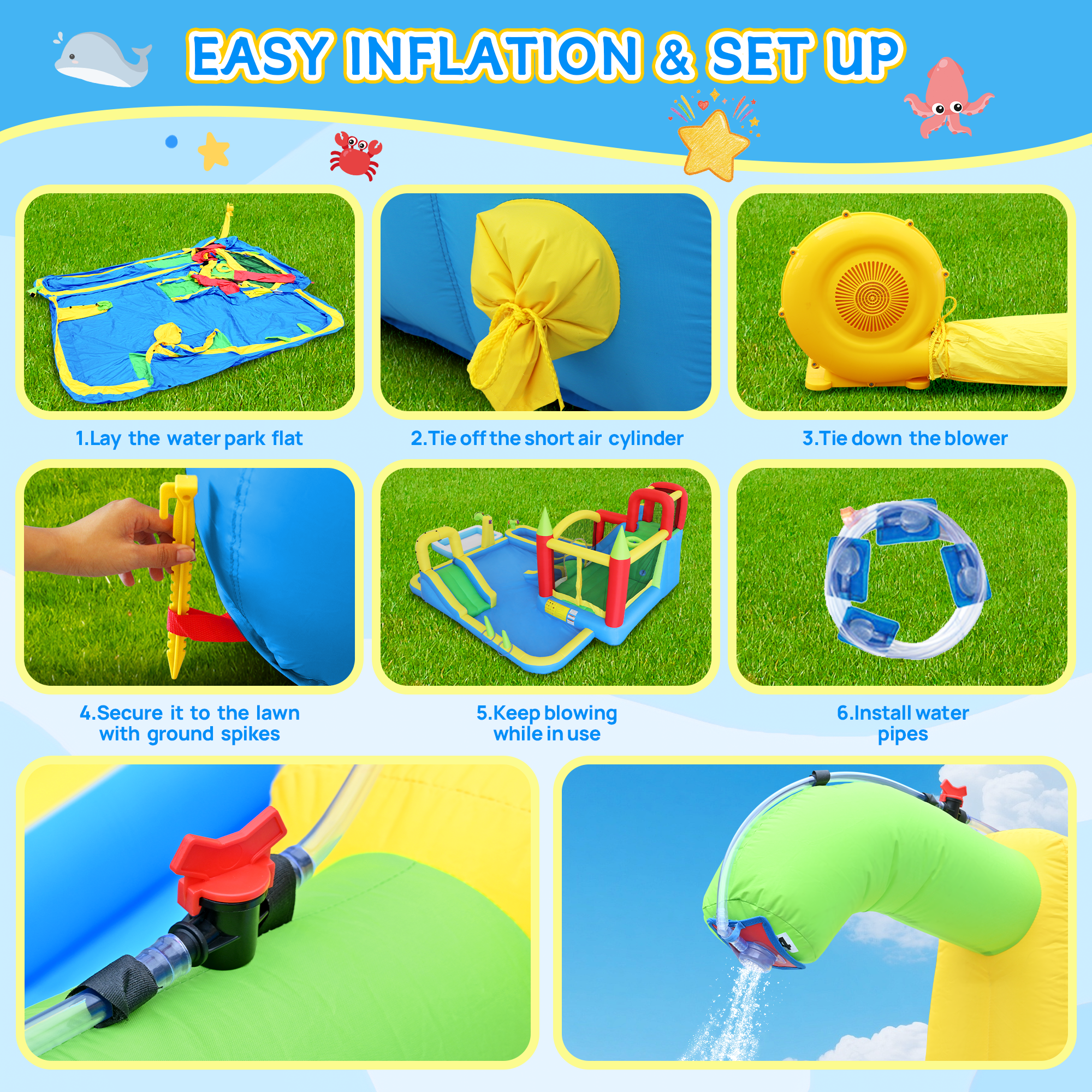 11-in-1 Inflatable Slide Water Park for Kids by HouseOfZazla