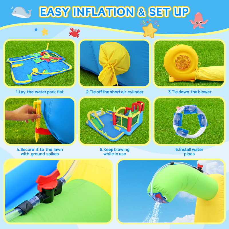11-in-1 Inflatable Slide Water Park for Kids by HouseOfZazla