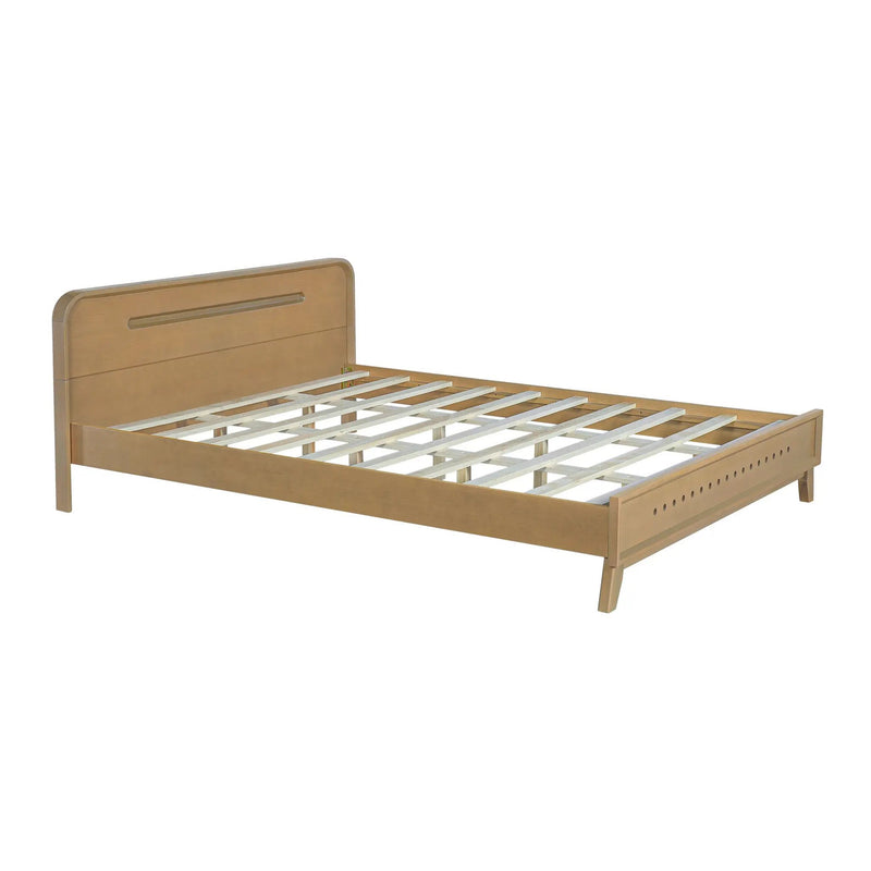 Pine Solid Wood Queen Size Bed, Rustic Yellow by HouseOfZazla