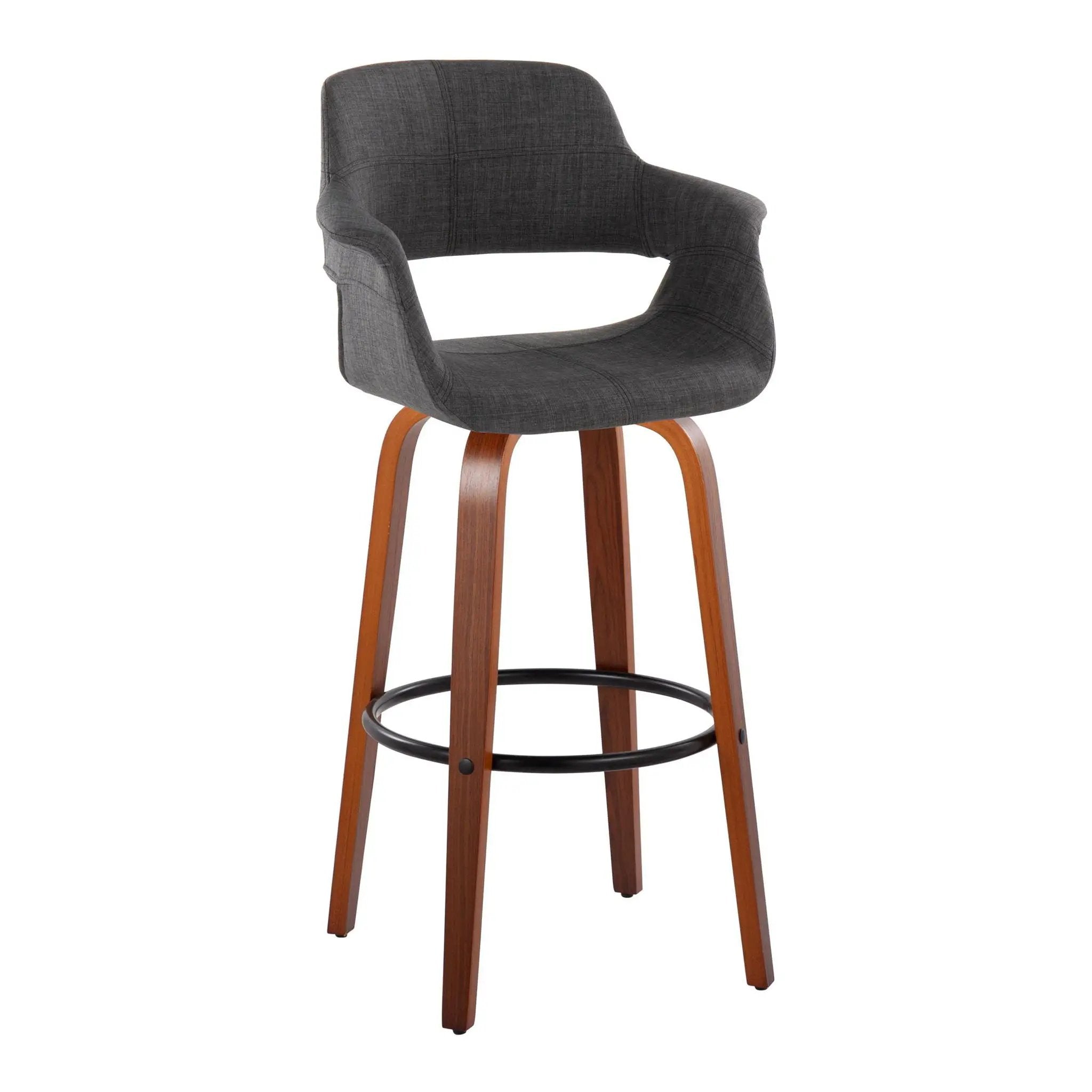 Vintage Flair - Mid Century Modern Fixed Height Barstool With Swivel With Round Footrest (Set of 2) by Unique Piece Furniture