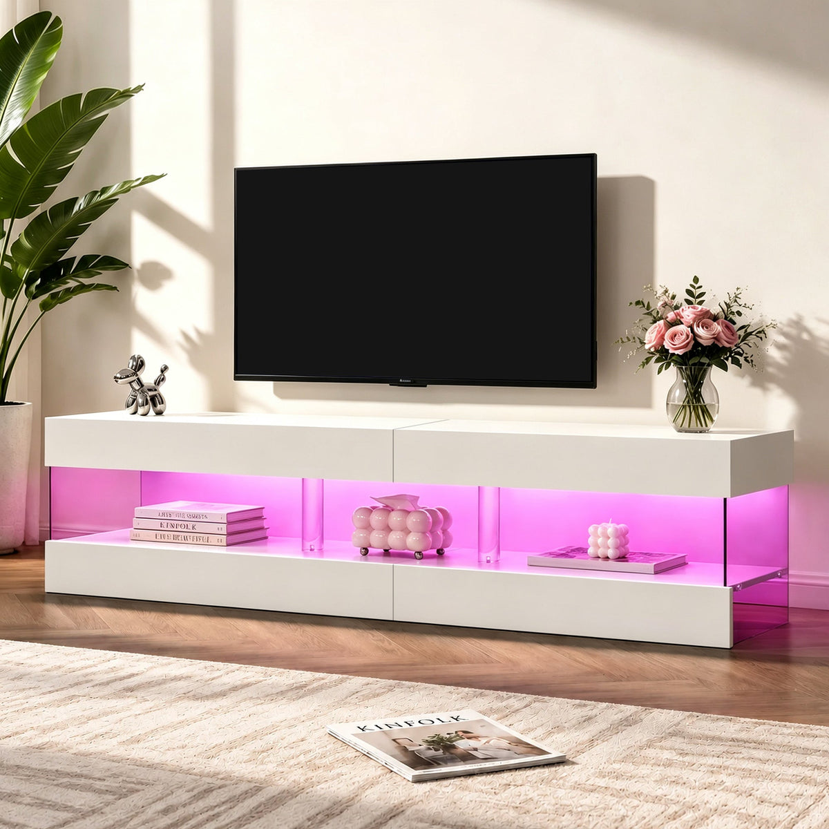 Modern TV Stand for 70 Inch TV with Ample Storage - Particle Board, photo 7 of 7