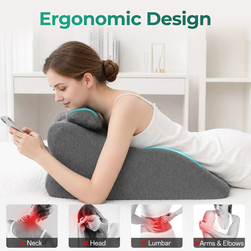 Ergonomic Spinal Posture Support & Multi-Functional Bed Pillow - Grey by HouseOfZazla