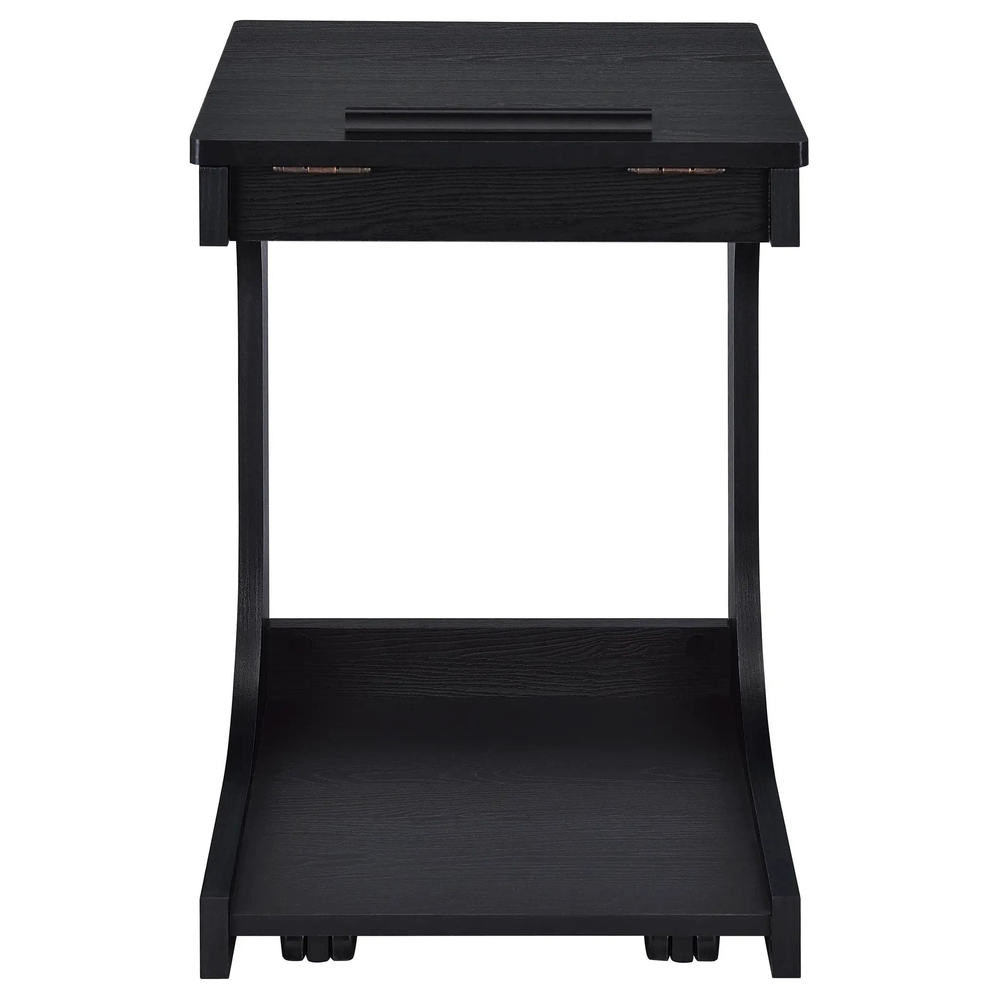 Ralston C-Shaped Lift-Top Sofa Side Table With Casters Black by Unique Piece Furniture