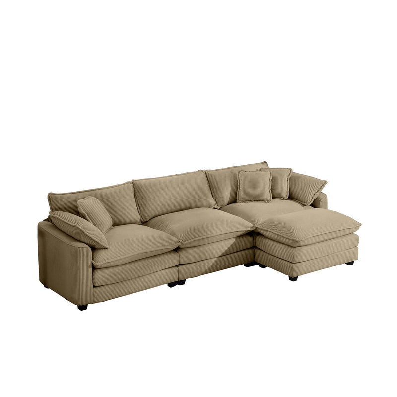 Modern Oversized Modular Cushion Sofa With Ottoman, Low Back, Deep Seating Sofa Set by Unique Piece Furniture