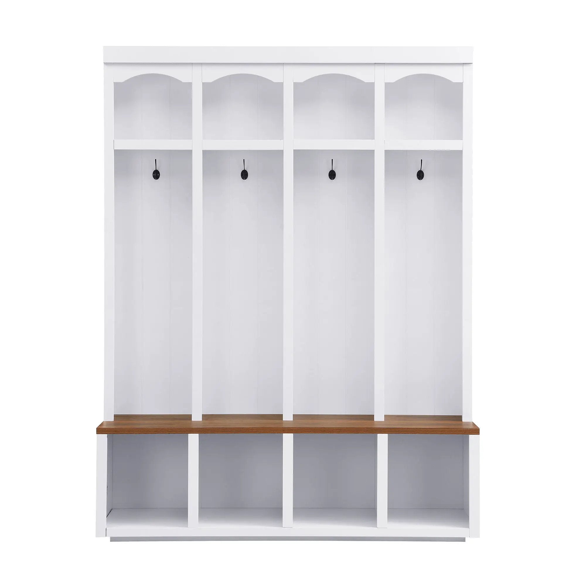 Entryway Hall Tree With Bench, 4 Hooks & Open Storage Space by HouseOfZazla