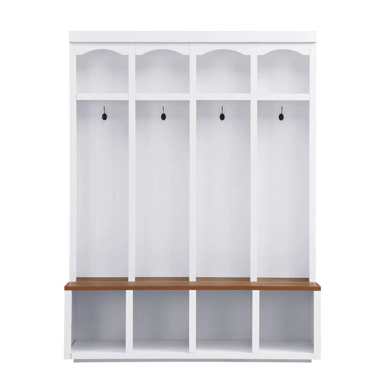 Entryway Hall Tree With Bench, 4 Hooks & Open Storage Space by HouseOfZazla
