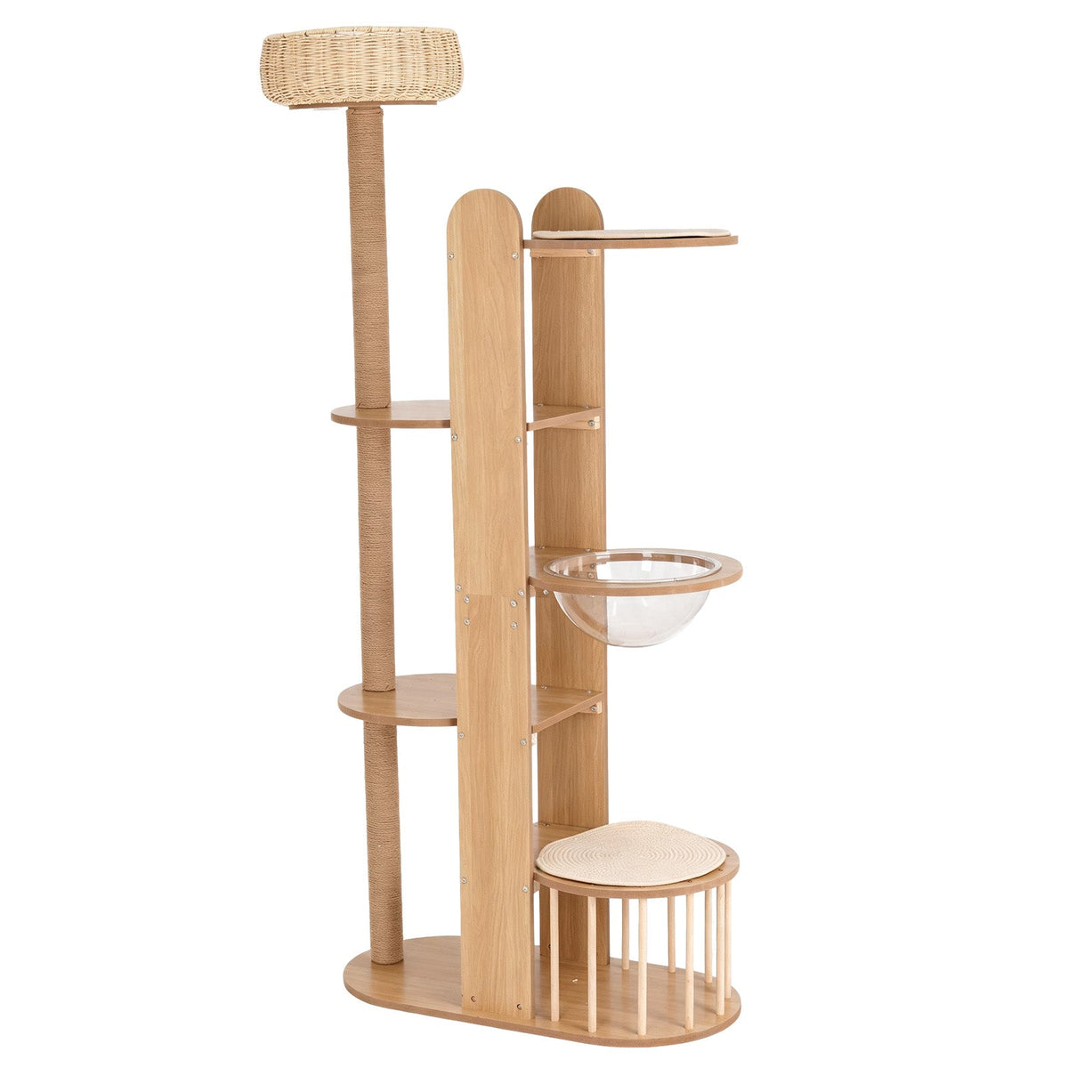 Multi-Level Wood Cat Tree Tower with Sisal Scratching Post - Natural Wood, photo 6 of 8