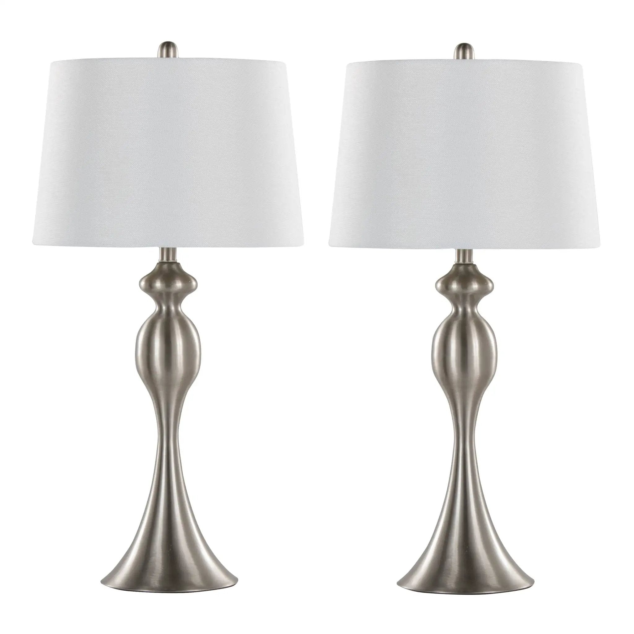 Ashland - Contemporary Table Lamp (Set of 2) - Nickel / White by HouseOfZazla