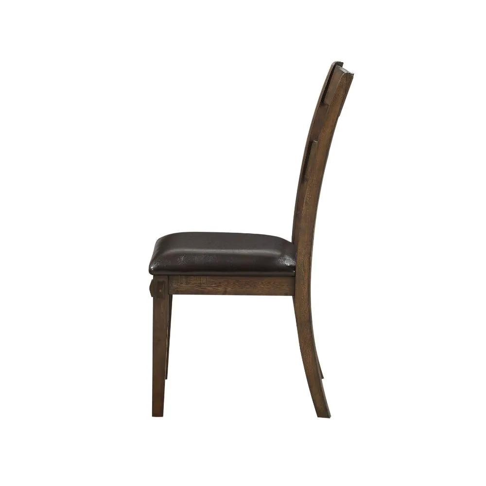Nabirye - Side Chair (Set of 2) - Esspresso Synthetic Leather & Dark Oak by Unique Piece Furniture