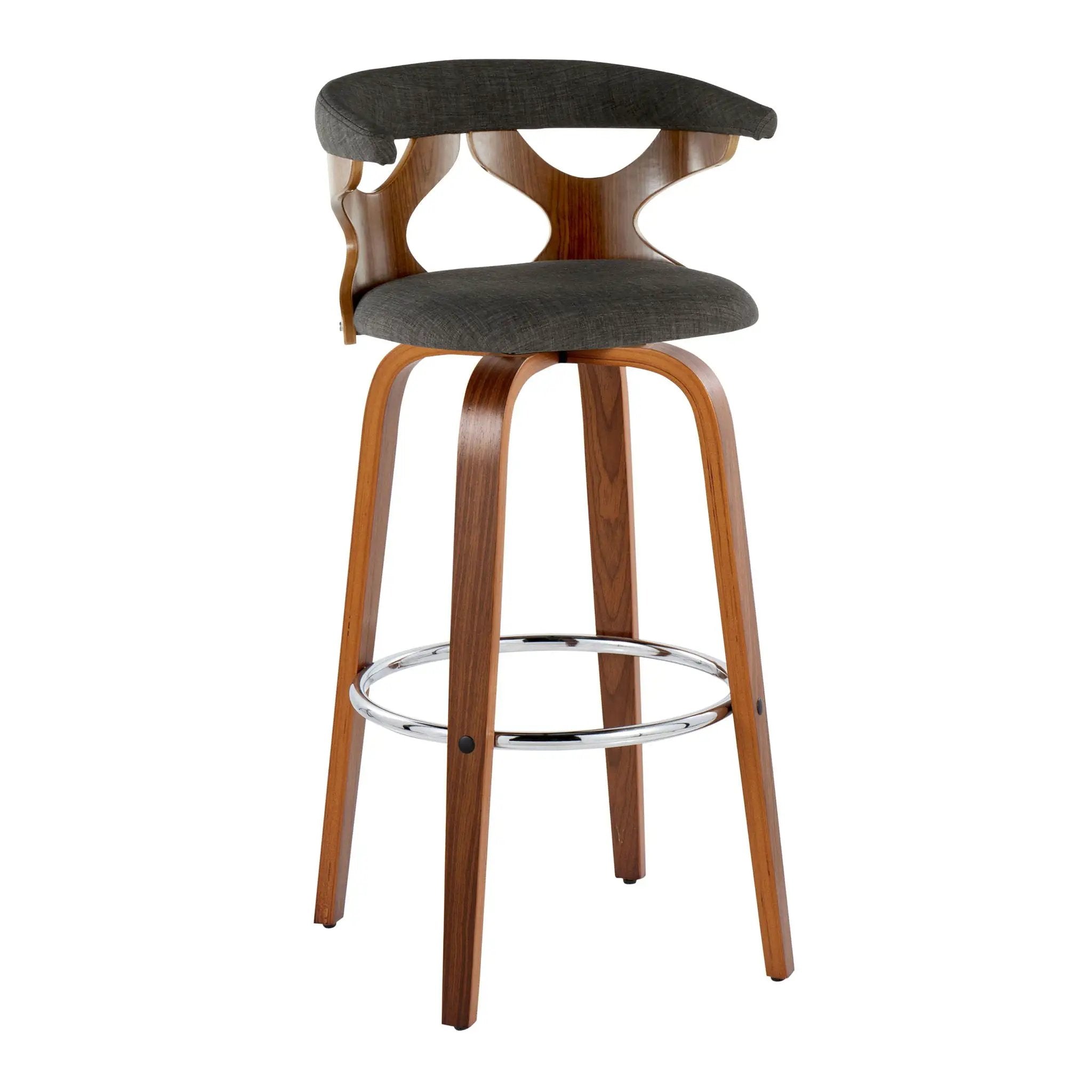 Gardenia - Mid Century Modern Fixed Height Barstool With Swivel With Round Footrest (Set of 2) by Unique Piece Furniture