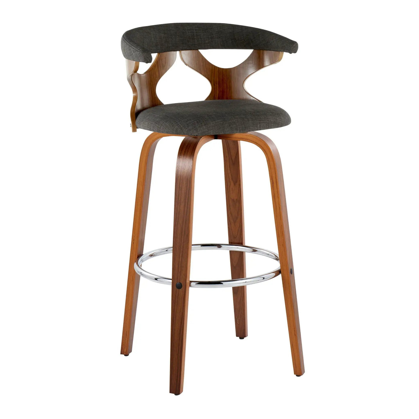 Gardenia - Mid Century Modern Fixed Height Barstool With Swivel With Round Footrest (Set of 2) by HouseOfZazla
