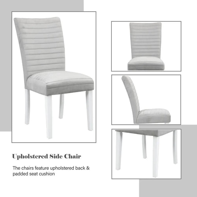 Elizaveta - Side Chair (Set of 2) - Gray Velvet &White High Gloss by Unique Piece Furniture