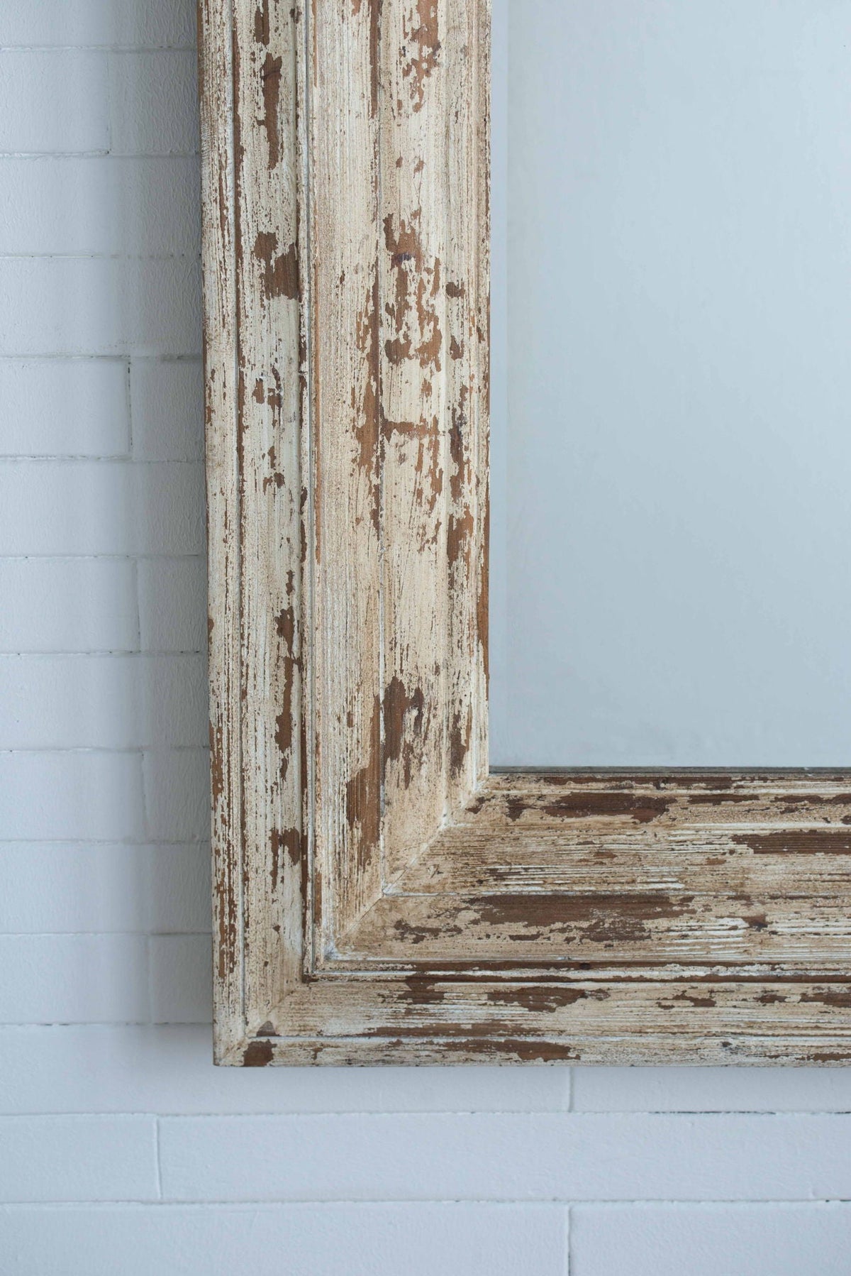 Full Length Rectangle Floor Mirror with Distressed Wood Frame - Brown, photo 3 of 8