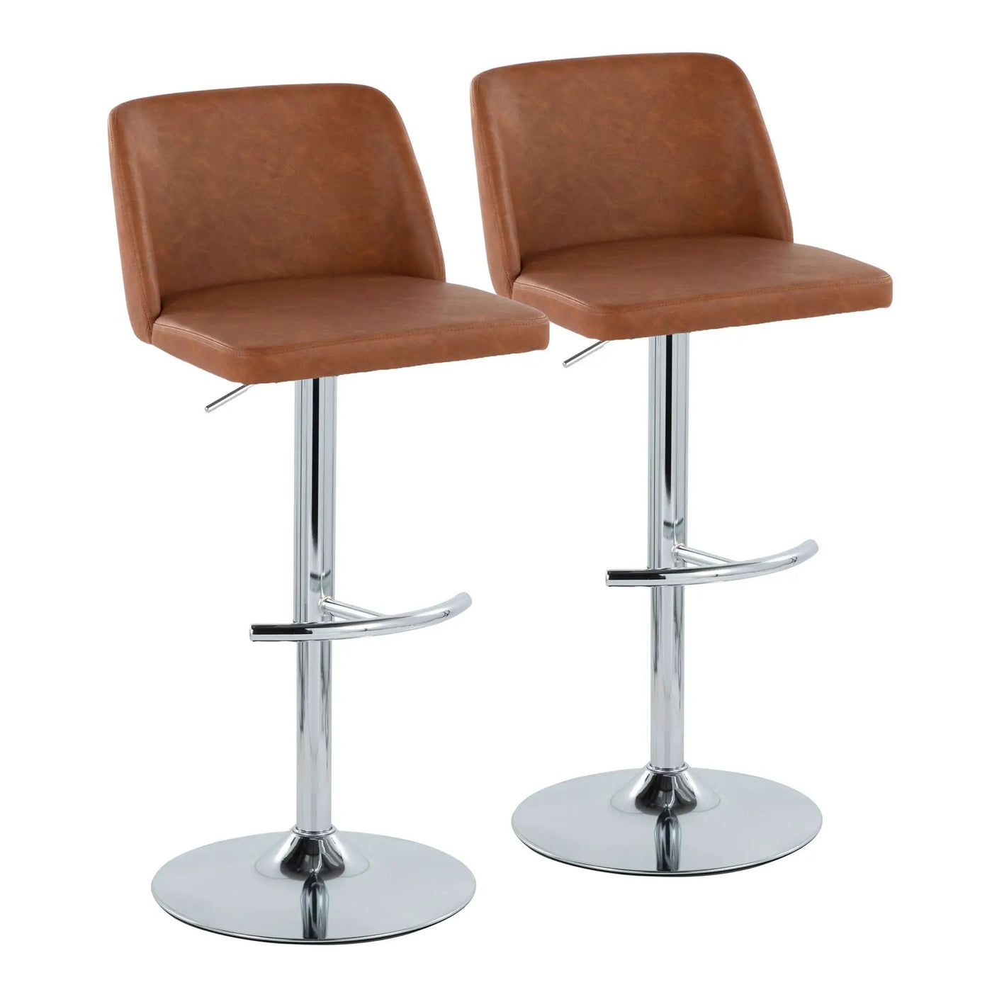 Toriano - Contemporary Adjustable Barstool With Swivel & Rounded T Footrest (Set of 2) by HouseOfZazla