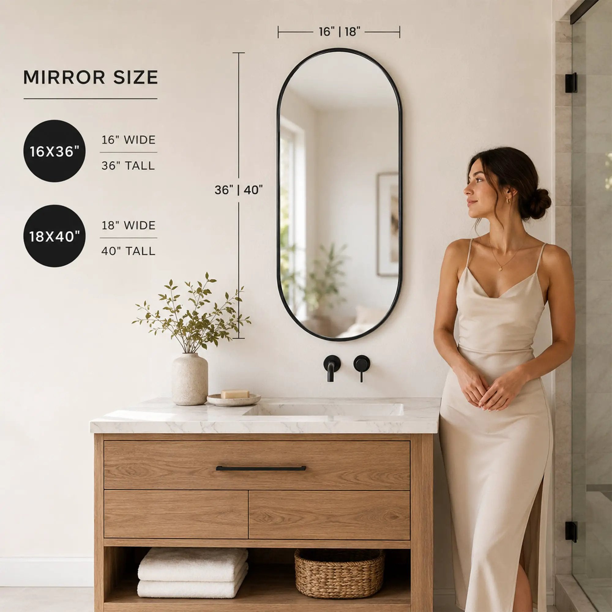 Black PVC Frame Mirror 18X40 Inch by HouseOfZazla