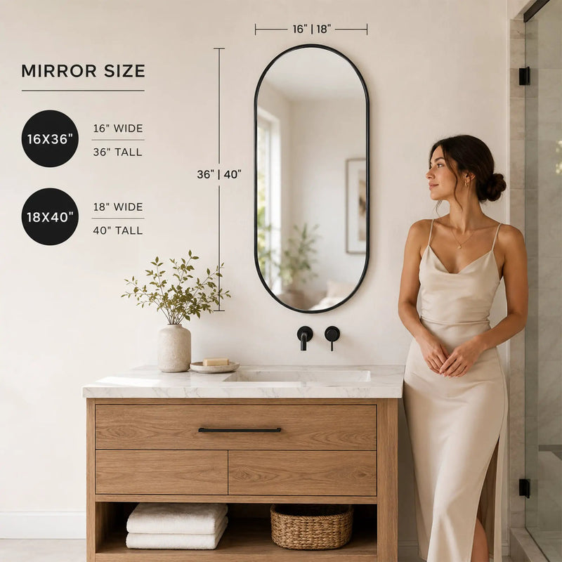 Black PVC Frame Mirror 18X40 Inch by HouseOfZazla