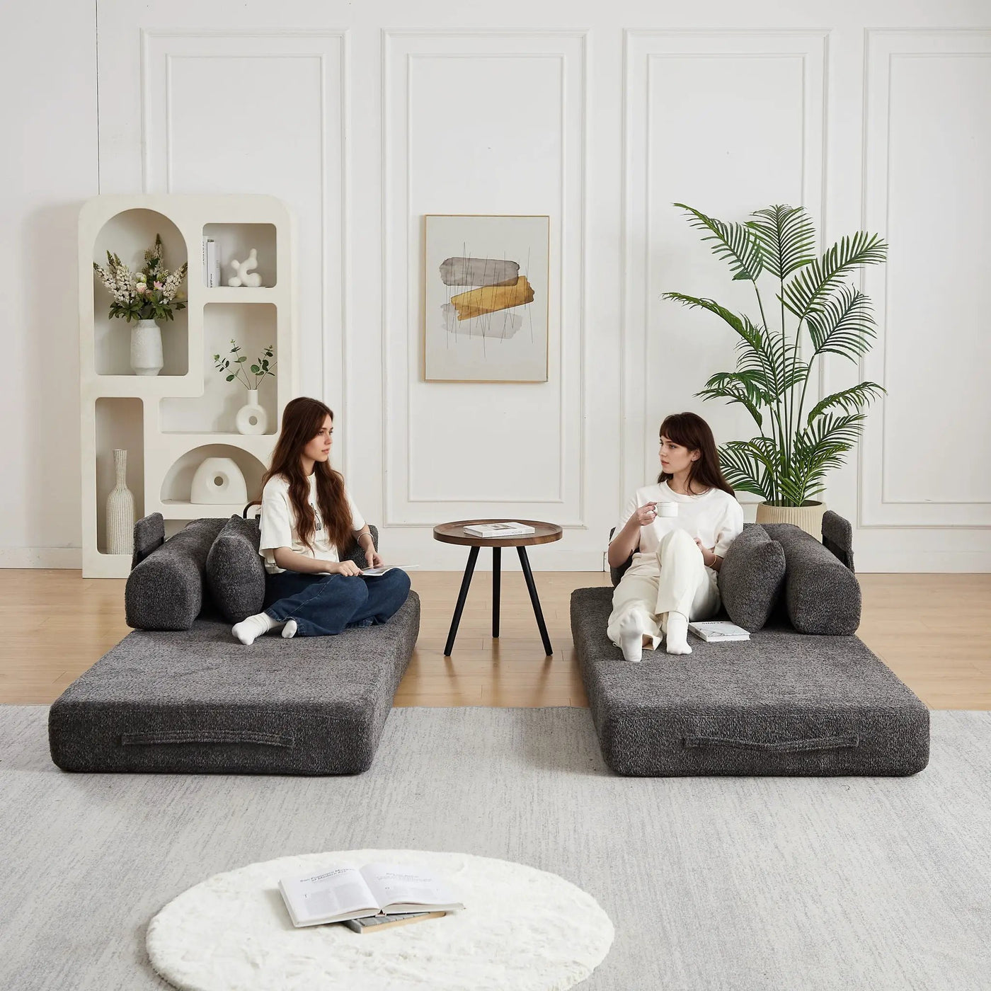 Convertible Sleeper Sofa Bed With Cylindrical Pillow by HouseOfZazla
