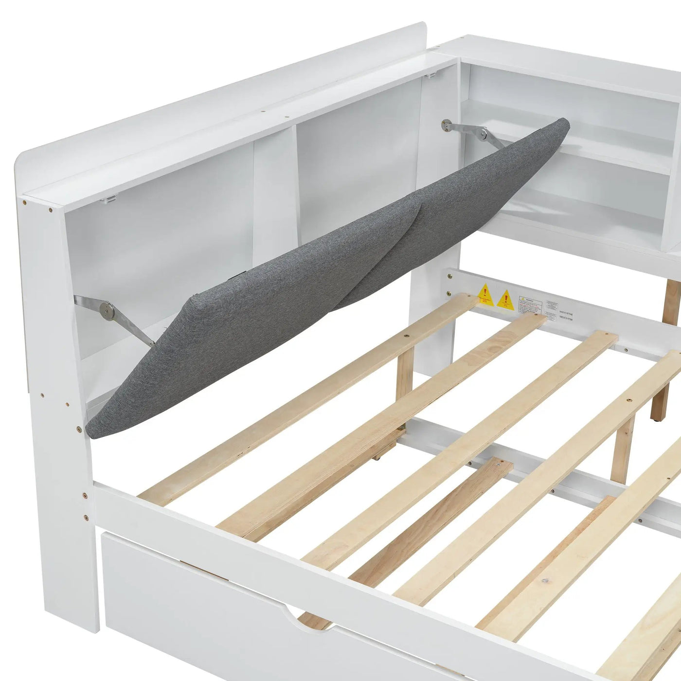 Platform Bed With Trundle, Shelves, And Storage Headboard by HouseOfZazla