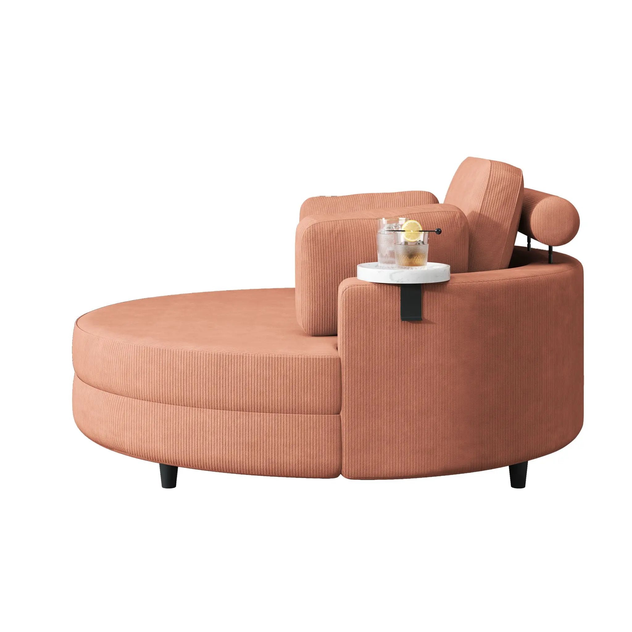 Sofa With Two Throw Pillows And A Waist Pillow With An Extra Tray For Comfortable Seating In Small Apartment Bedrooms by HouseOfZazla