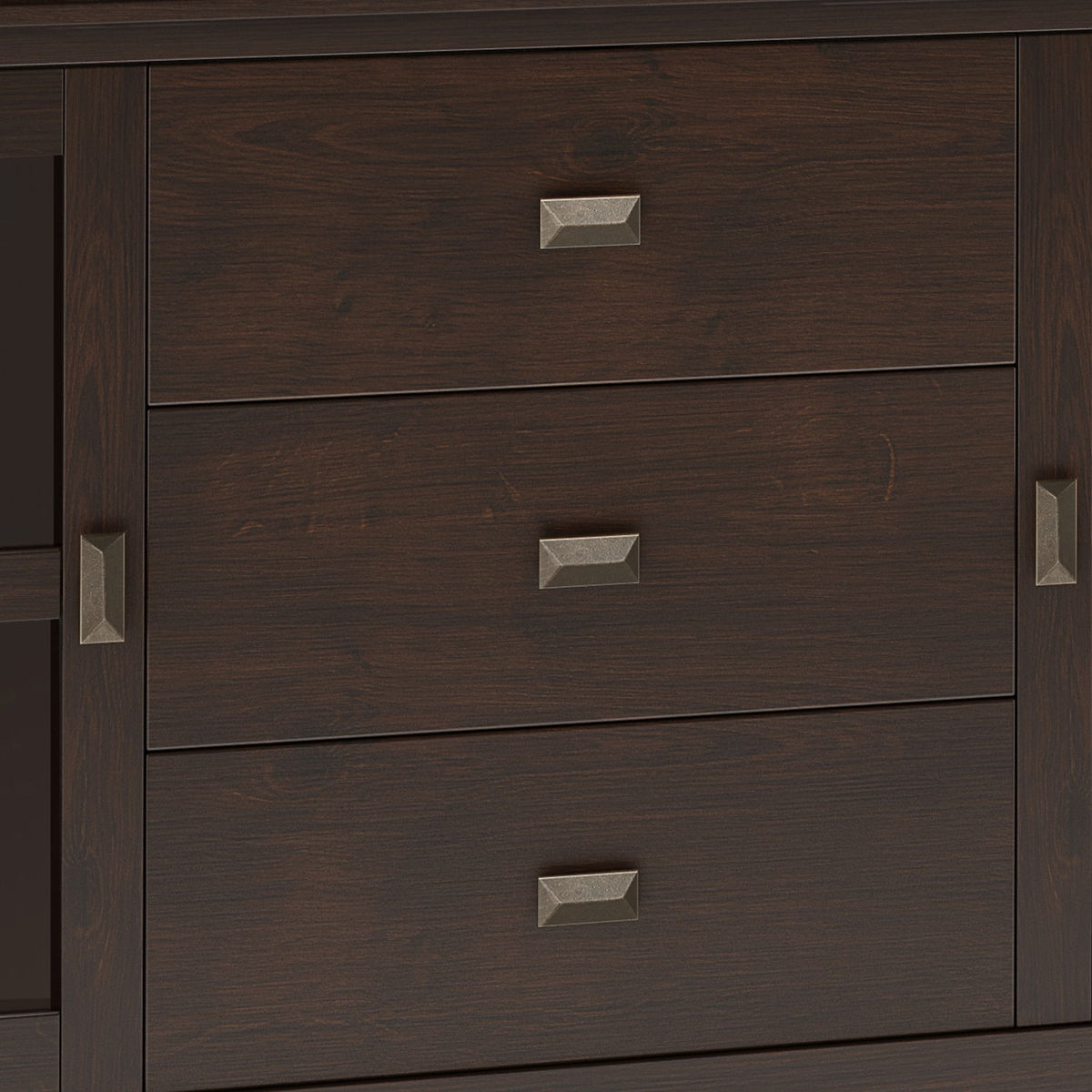 Large Sideboard Buffet with Tempered Glass Doors - Dark Chestnut Brown, photo 4 of 11