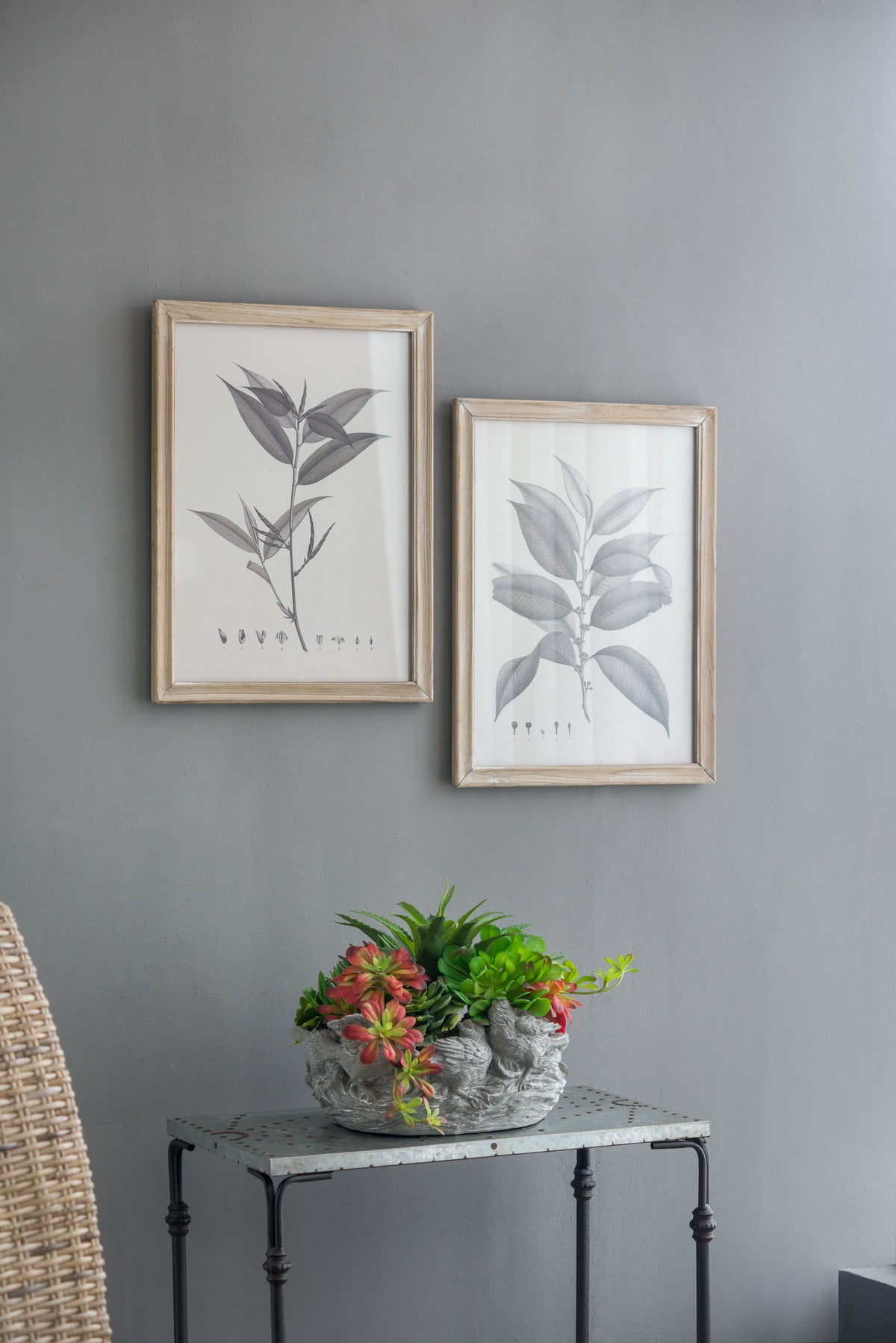 Botanical Wall Décor Set of 4 with Leaf Illustrations - Black & White, photo 7 of 10