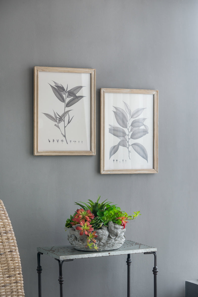 Botanical Wall Décor Set of 4 with Leaf Illustrations - Black & White, photo 7 of 10