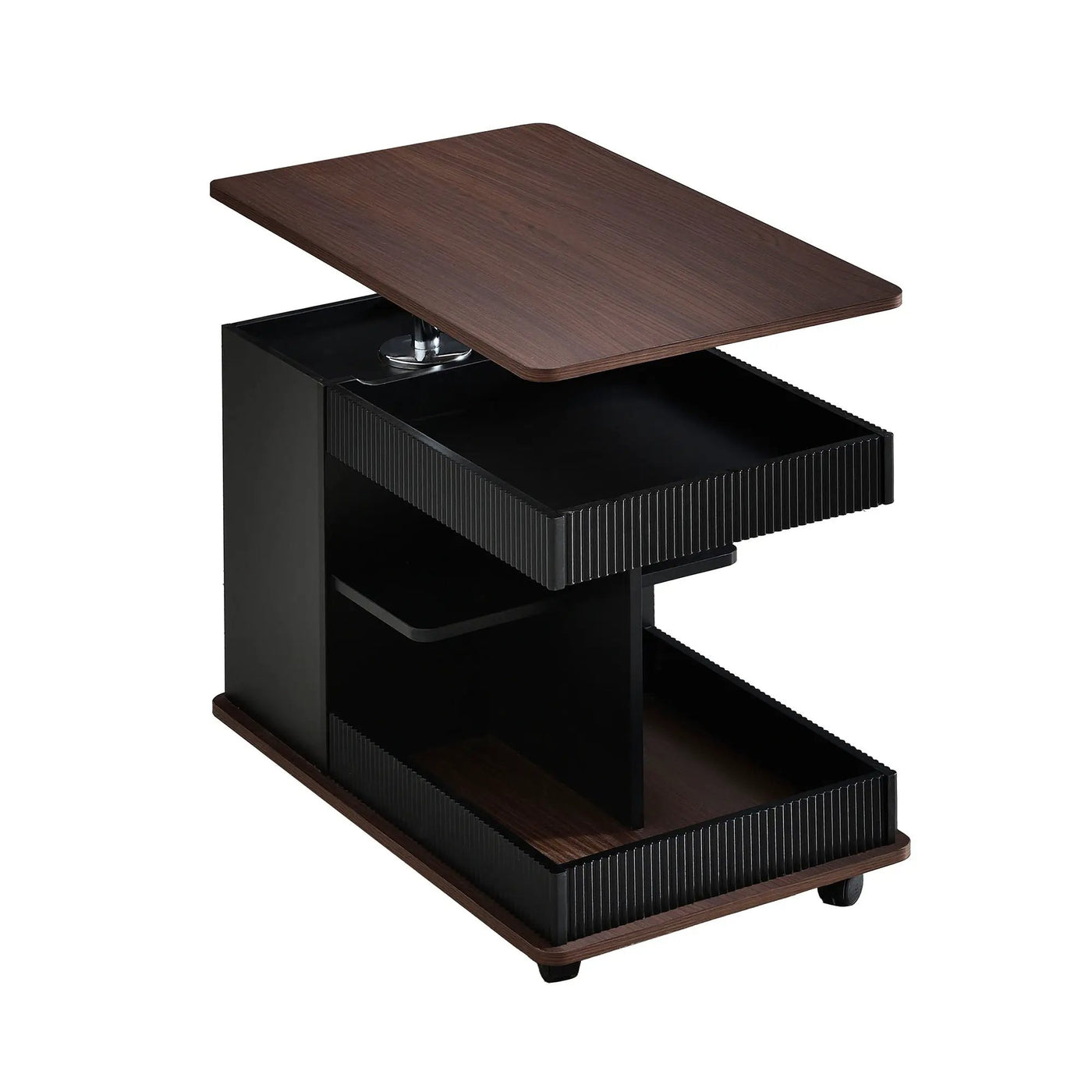 Adjustable End Table With Wheels, 360°Rotating Top And Storage Space by HouseOfZazla