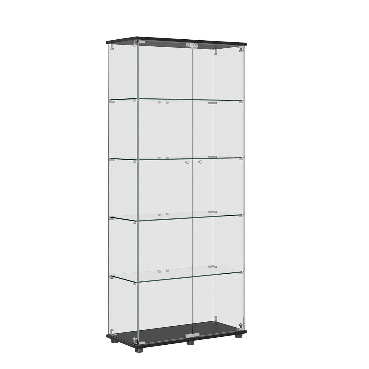 Display Cabinet with Double Doors and Lock - Black