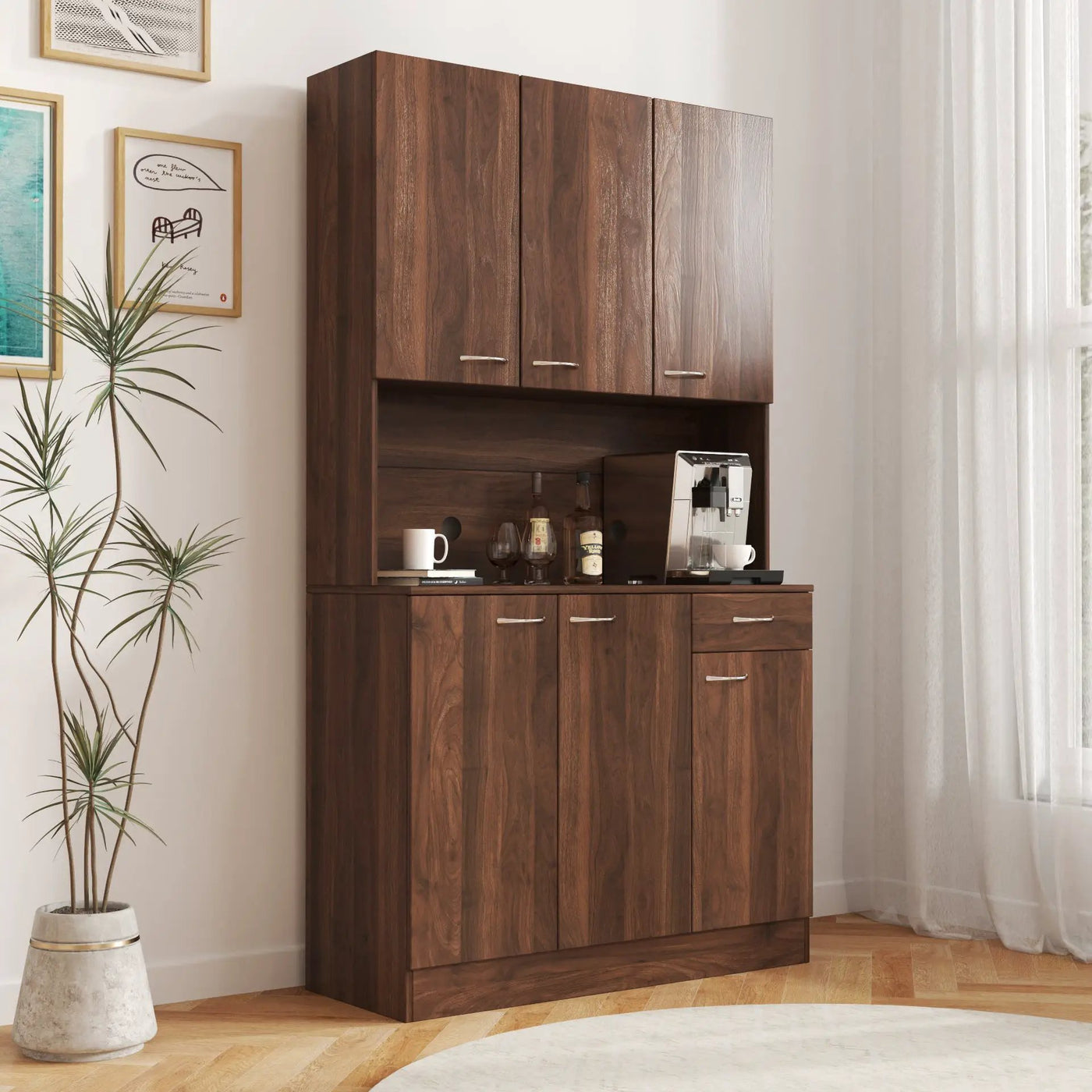 70.87" Tall Wardrobe & Kitchen Cabinet with 6 Doors, Drawer, and Open Shelf by HouseOfZazla